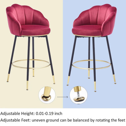 Modern Swivel Bar Stools With Backs (Set of 2) - 22.2 in. W X 21.3 in. D X 39.6 in. H