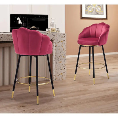 Modern Swivel Bar Stools With Backs (Set of 2) - 22.2 in. W X 21.3 in. D X 39.6 in. H