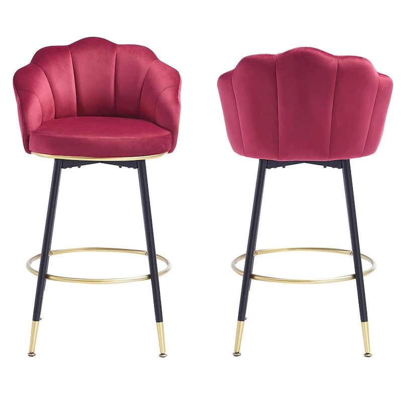 Modern Swivel Bar Stools With Backs (Set of 2) - 22.2 in. W X 21.3 in. D X 39.6 in. H