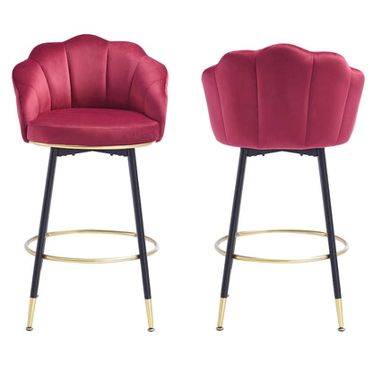 Modern Swivel Bar Stools With Backs (Set of 2) - 22.2 in. W X 21.3 in. D X 39.6 in. H