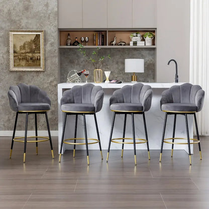 Modern Swivel Bar Stools With Backs (Set of 2) - 22.2 in. W X 21.3 in. D X 39.6 in. H