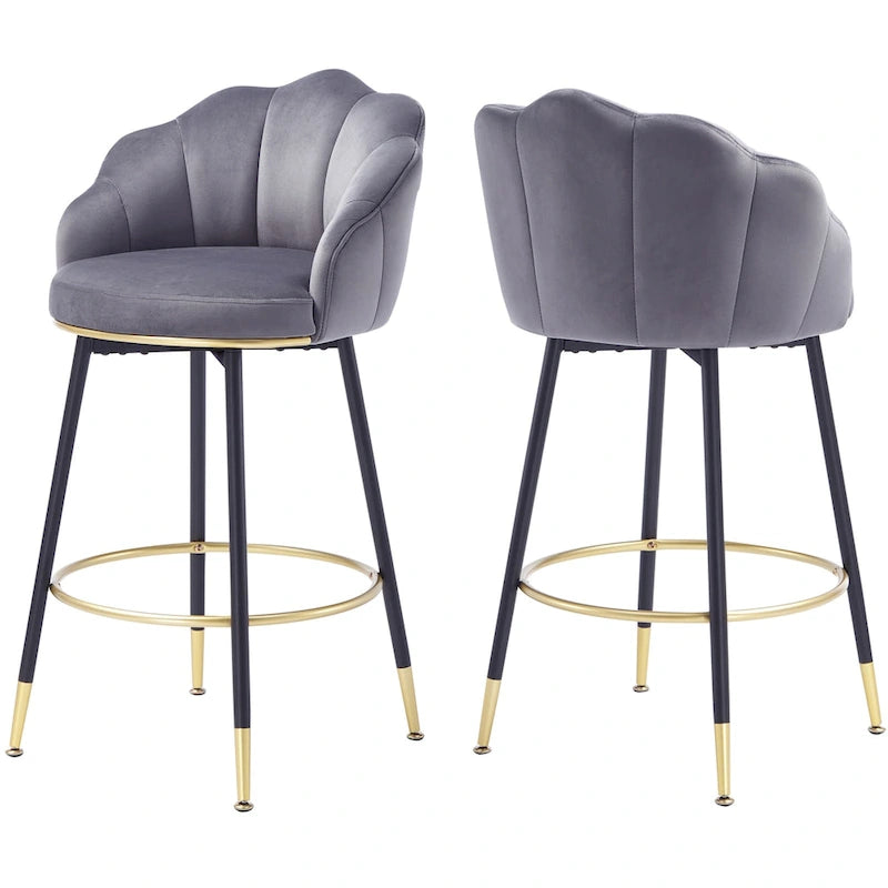 Modern Swivel Bar Stools With Backs (Set of 2) - 22.2 in. W X 21.3 in. D X 39.6 in. H