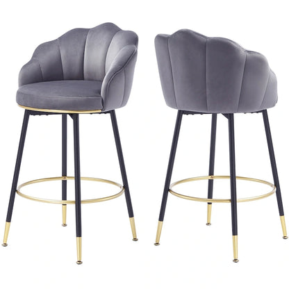 Modern Swivel Bar Stools With Backs (Set of 2) - 22.2 in. W X 21.3 in. D X 39.6 in. H