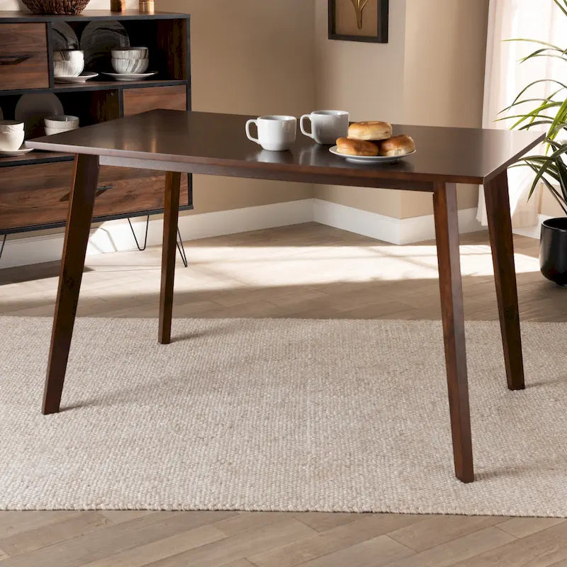 Mid-Century Modern Transitional Rectangular Wood Dining Table