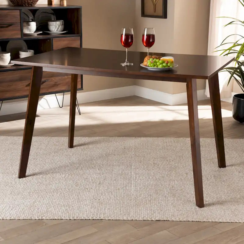 Mid-Century Modern Transitional Rectangular Wood Dining Table