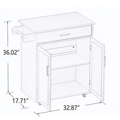 Kitchen Island Cart with Solid Wood Top and Locking Wheels