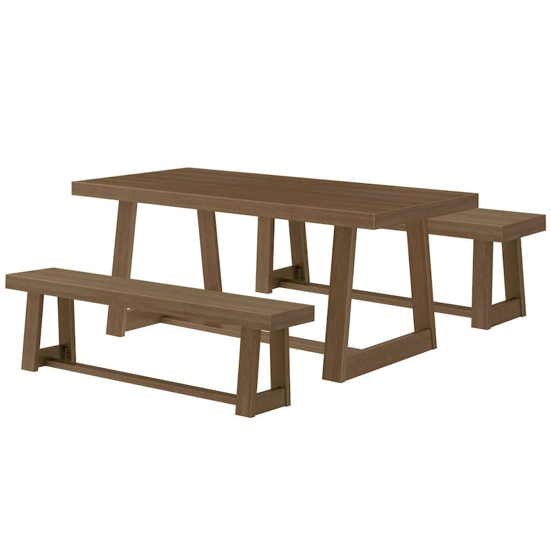72-Inch Farmhouse Dining Table and Benches Set