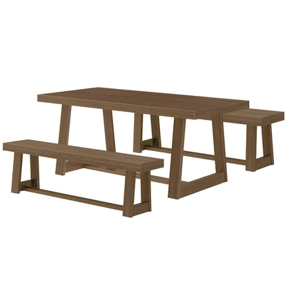 72-Inch Farmhouse Dining Table and Benches Set