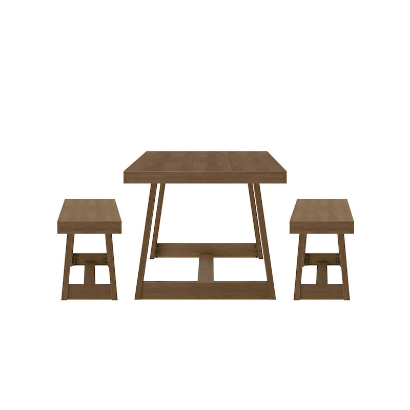 72-Inch Farmhouse Dining Table and Benches Set