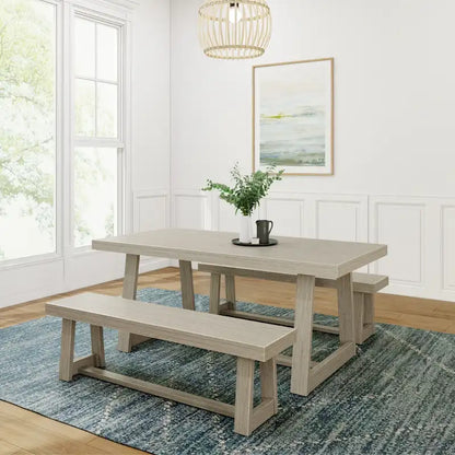 72-Inch Farmhouse Dining Table and Benches Set