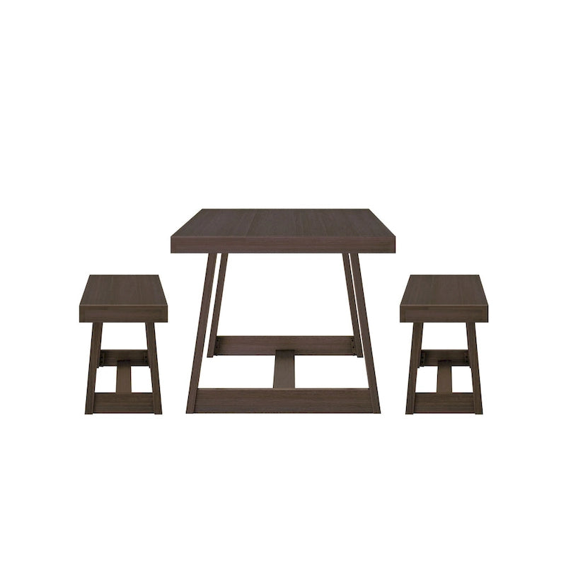 72-Inch Farmhouse Dining Table and Benches Set