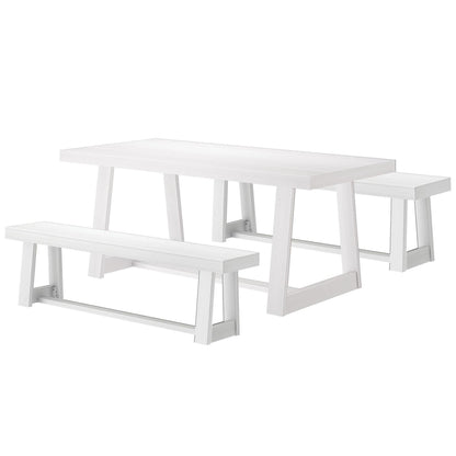 72-Inch Farmhouse Dining Table and Benches Set