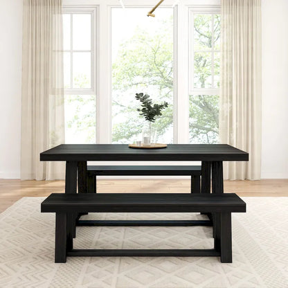 72-Inch Farmhouse Dining Table and Benches Set