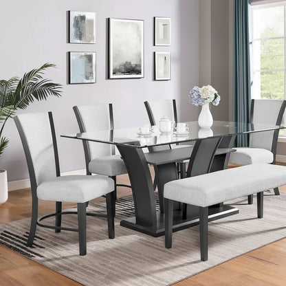Janna Dove Modern Glass Dining Room Set
