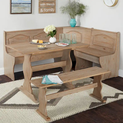 3-Piece Corner Dining Nook Set with Storage