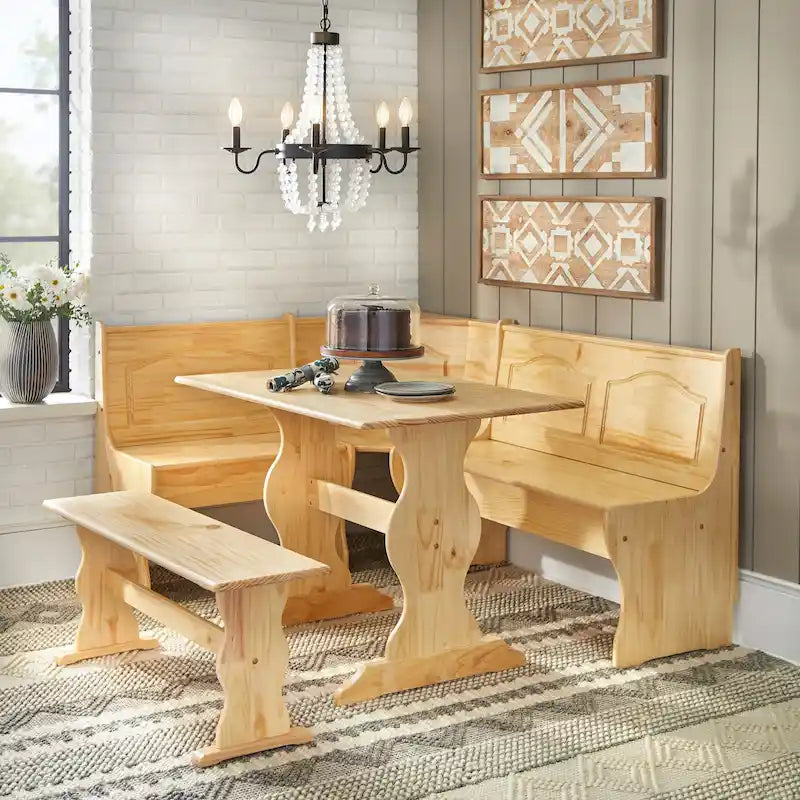 3-Piece Corner Dining Nook Set with Storage
