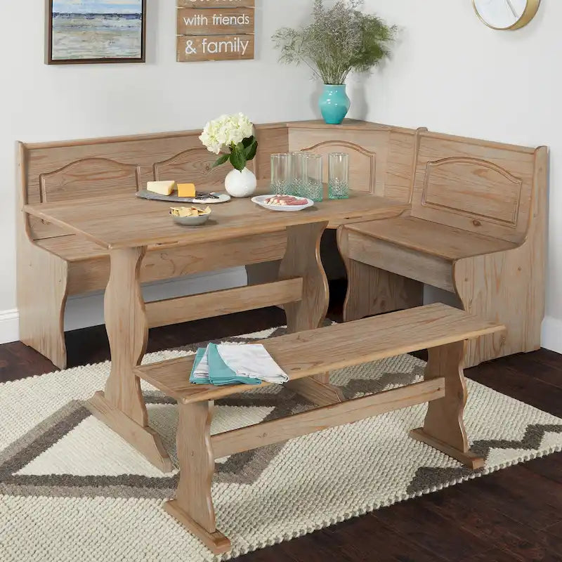 3-Piece Corner Dining Nook Set with Storage