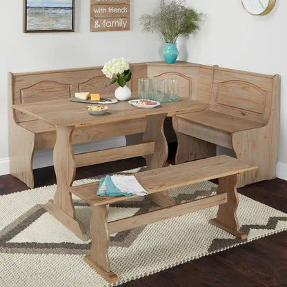3-Piece Corner Dining Nook Set with Storage
