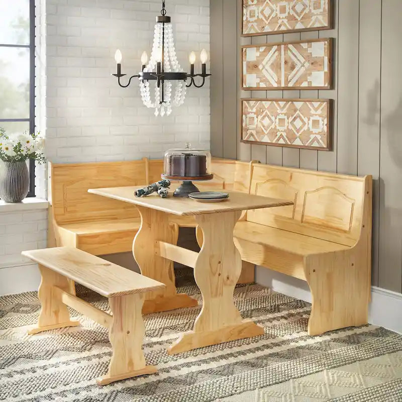 3-Piece Corner Dining Nook Set with Storage