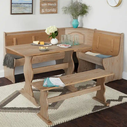 3-Piece Corner Dining Nook Set with Storage