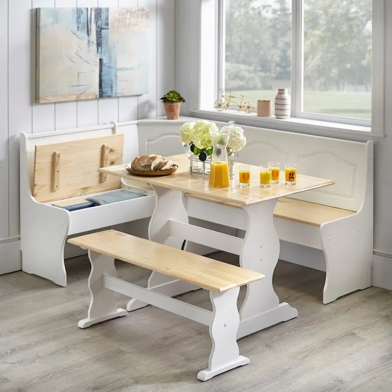 3-Piece Corner Dining Nook Set with Storage