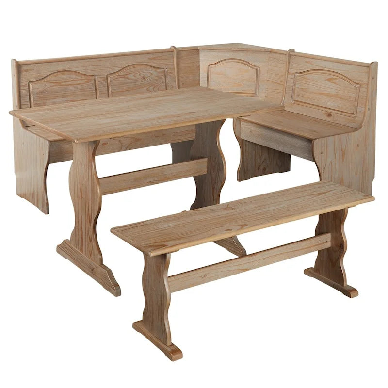 3-Piece Corner Dining Nook Set with Storage