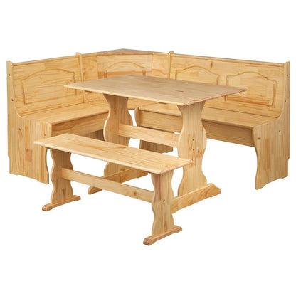 3-Piece Corner Dining Nook Set with Storage