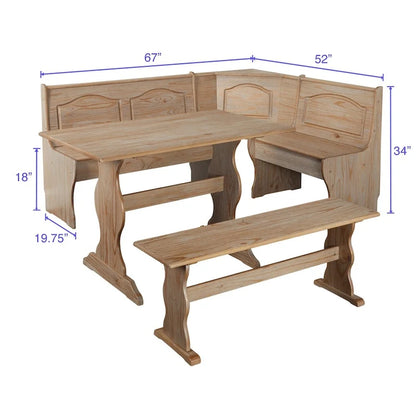 3-Piece Corner Dining Nook Set with Storage