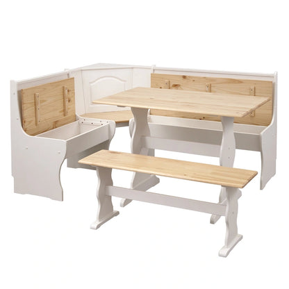 3-Piece Corner Dining Nook Set with Storage