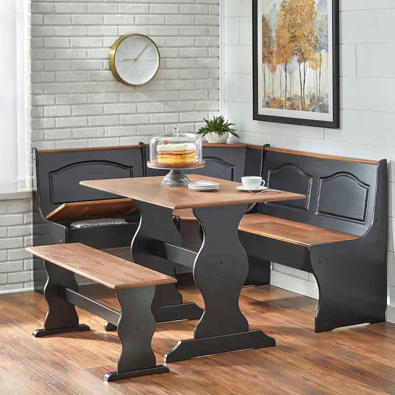 3-Piece Corner Dining Nook Set with Storage