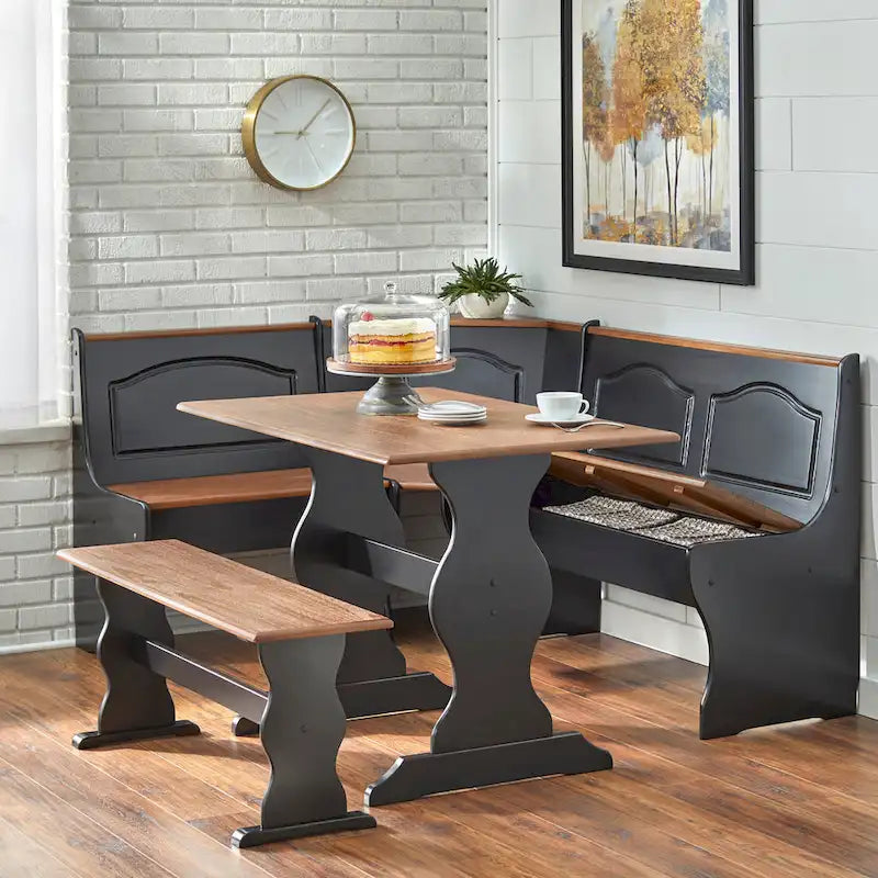3-Piece Corner Dining Nook Set with Storage