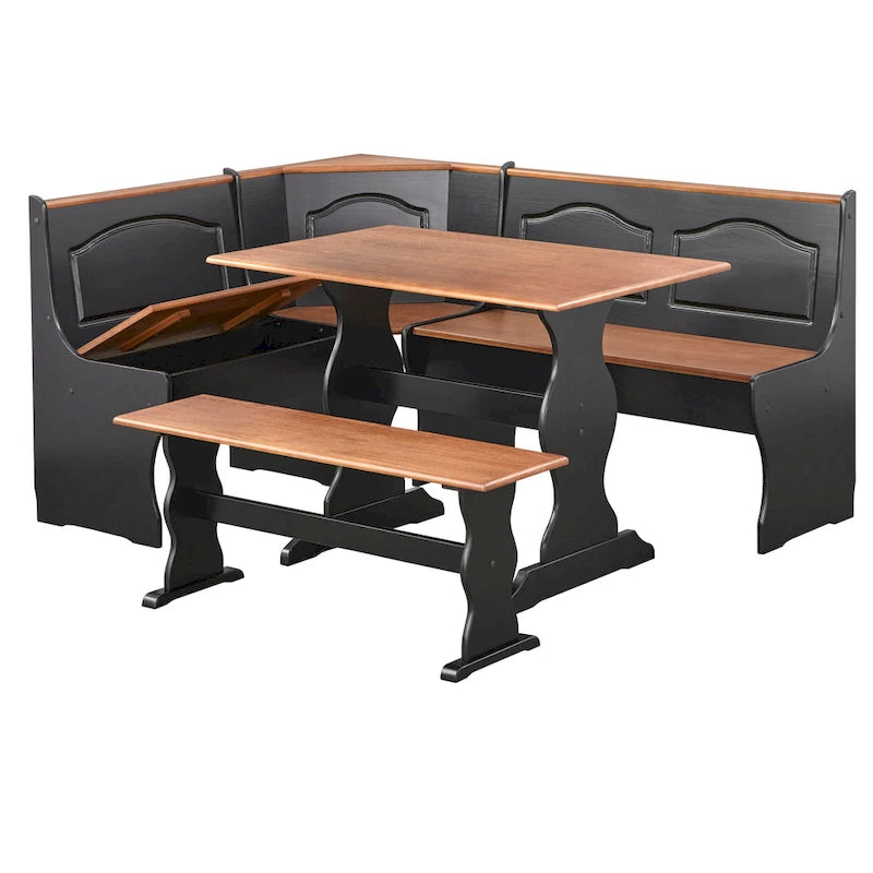 3-Piece Corner Dining Nook Set with Storage