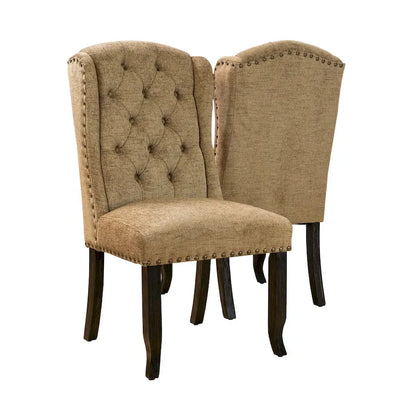 Tufted Linen Wingback Dining Chairs (Set of 2) by Furniture of America