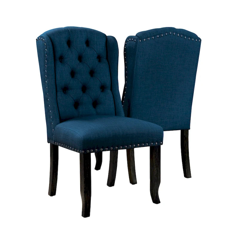 Tufted Linen Wingback Dining Chairs (Set of 2) by Furniture of America