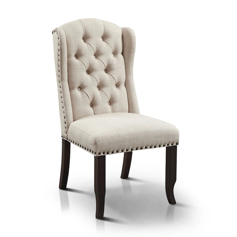 Tufted Linen Wingback Dining Chairs (Set of 2) by Furniture of America