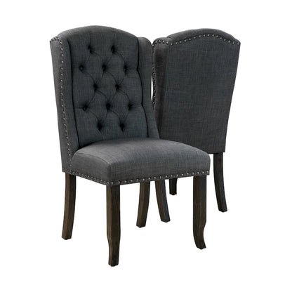 Tufted Linen Wingback Dining Chairs (Set of 2) by Furniture of America