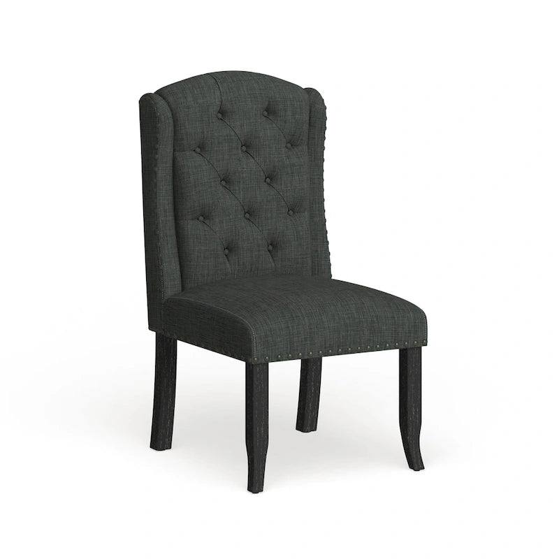 Tufted Linen Wingback Dining Chairs (Set of 2) by Furniture of America