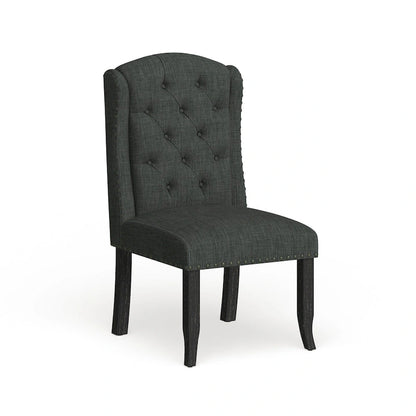 Tufted Linen Wingback Dining Chairs (Set of 2) by Furniture of America
