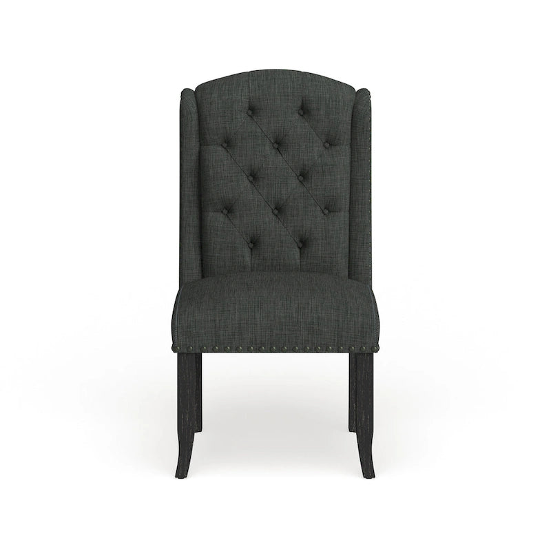 Tufted Linen Wingback Dining Chairs (Set of 2) by Furniture of America