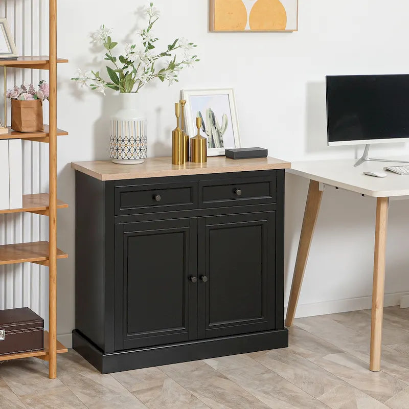 Sideboard Buffet Cabinet, Kitchen Cabinet, Coffee Bar Cabinet with 2 Drawers and Double Door Cupboard