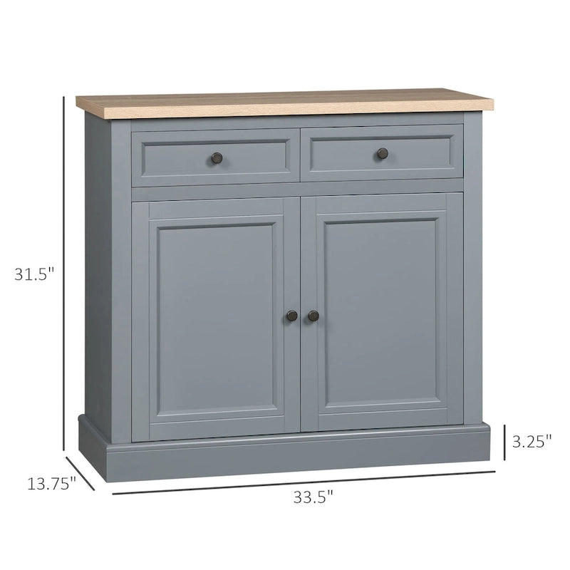 Sideboard Buffet Cabinet, Kitchen Cabinet, Coffee Bar Cabinet with 2 Drawers and Double Door Cupboard