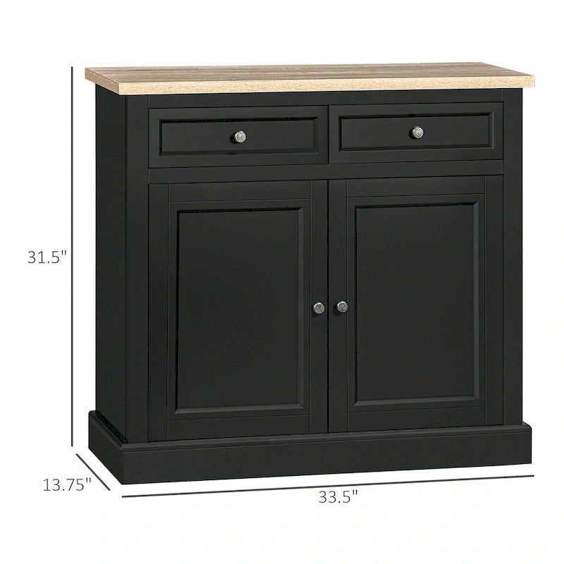 Sideboard Buffet Cabinet, Kitchen Cabinet, Coffee Bar Cabinet with 2 Drawers and Double Door Cupboard