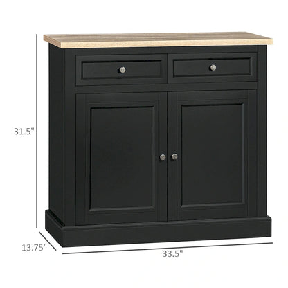 Sideboard Buffet Cabinet, Kitchen Cabinet, Coffee Bar Cabinet with 2 Drawers and Double Door Cupboard