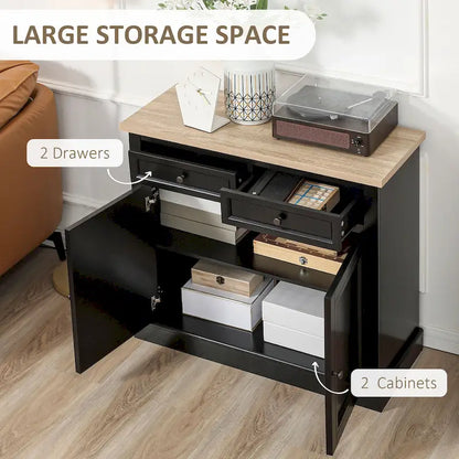 Sideboard Buffet Cabinet, Kitchen Cabinet, Coffee Bar Cabinet with 2 Drawers and Double Door Cupboard