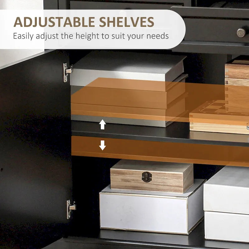Sideboard Buffet Cabinet, Kitchen Cabinet, Coffee Bar Cabinet with 2 Drawers and Double Door Cupboard