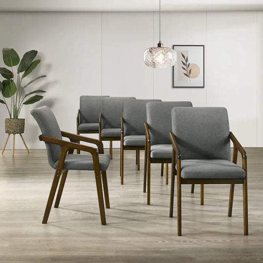  Simple Rustic Upholstered Dining Chair (Set of 6)