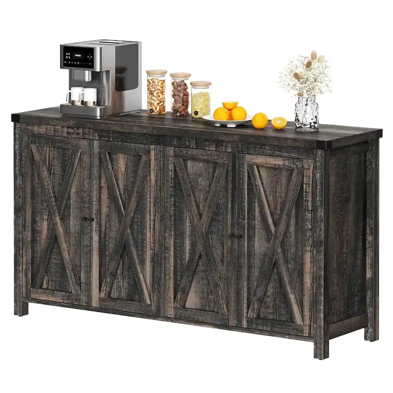 55-inch Farmhouse Four-Door Buffet Cabinet Storage Kitchen Sideboard Buffet Table
