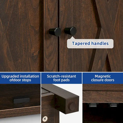 55-inch Farmhouse Four-Door Buffet Cabinet Storage Kitchen Sideboard Buffet Table