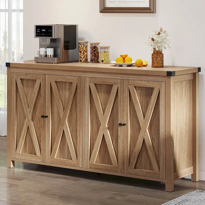 55-inch Farmhouse Four-Door Buffet Cabinet Storage Kitchen Sideboard Buffet Table