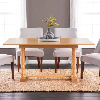 Furniture Eddlewood Farmhouse Drop Leaf Trestle Console to Dining Table